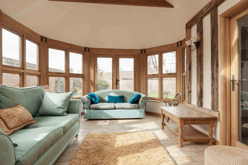 interior of a timber orangery.