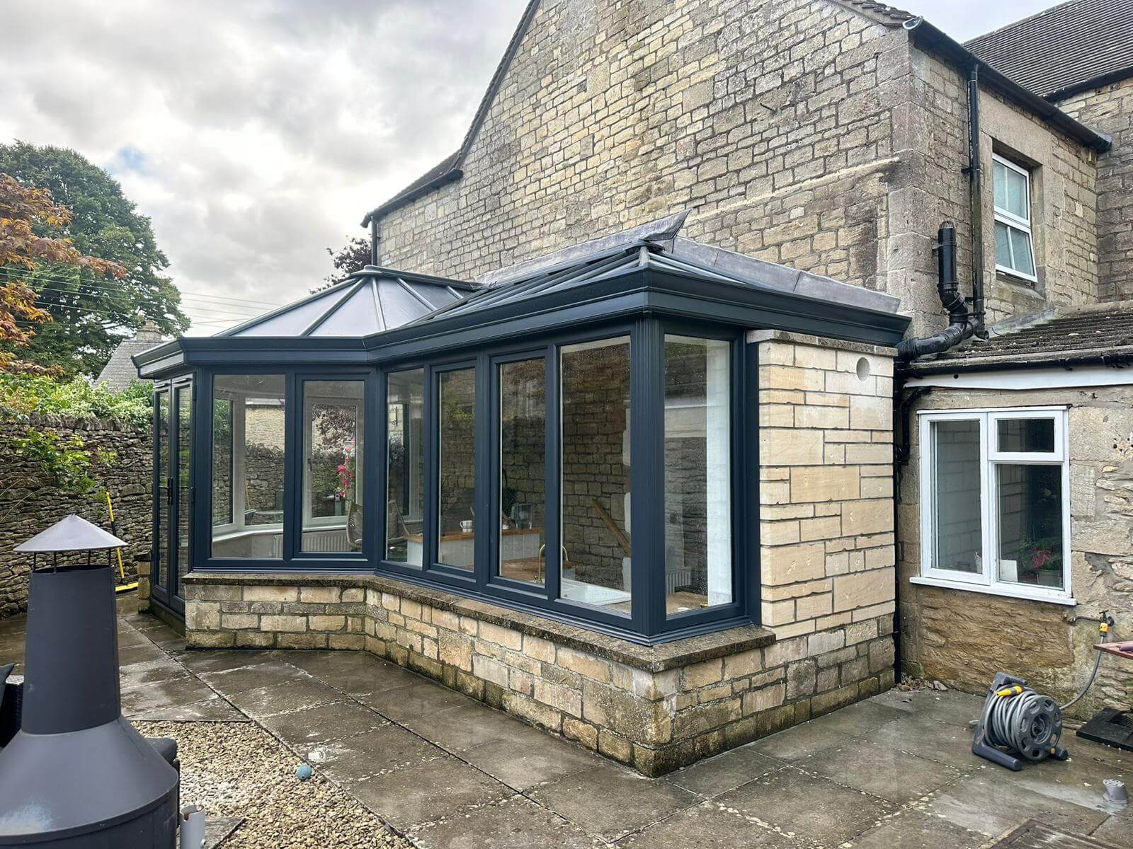 modern P-shaped conservatory